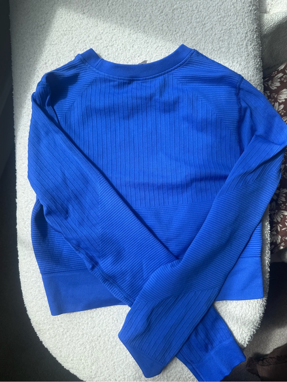 Blue Ribbed Long-Sleeve Top - Picture 5 of 5